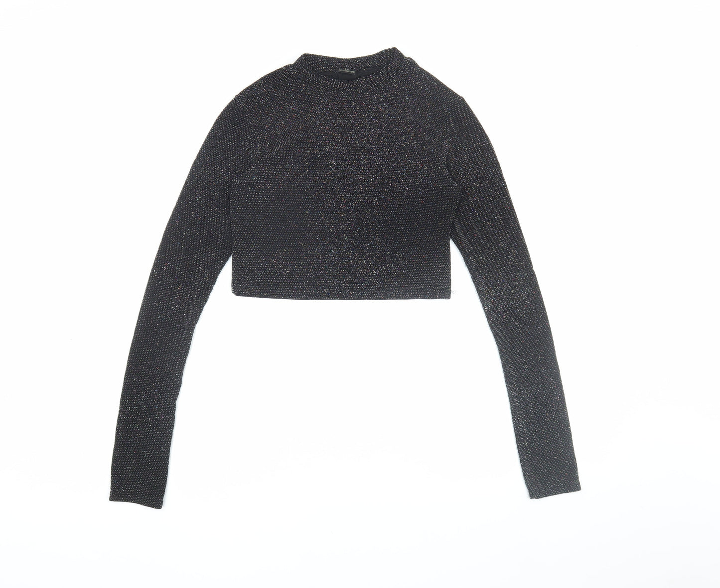 Womens UK Size M Urban Outfitters Black Cropped Blouse