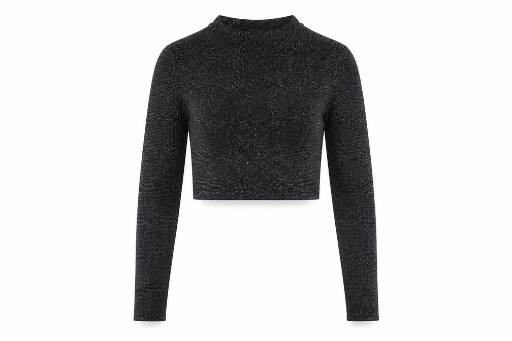 Womens UK Size M Urban Outfitters Black Cropped Blouse