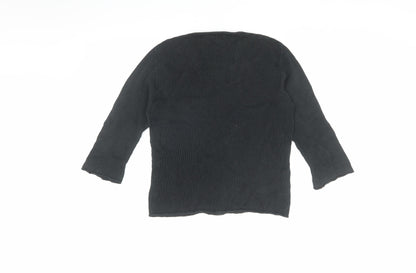 ONYX Jeans Women's Black Cotton V-Neck T-Shirt, L