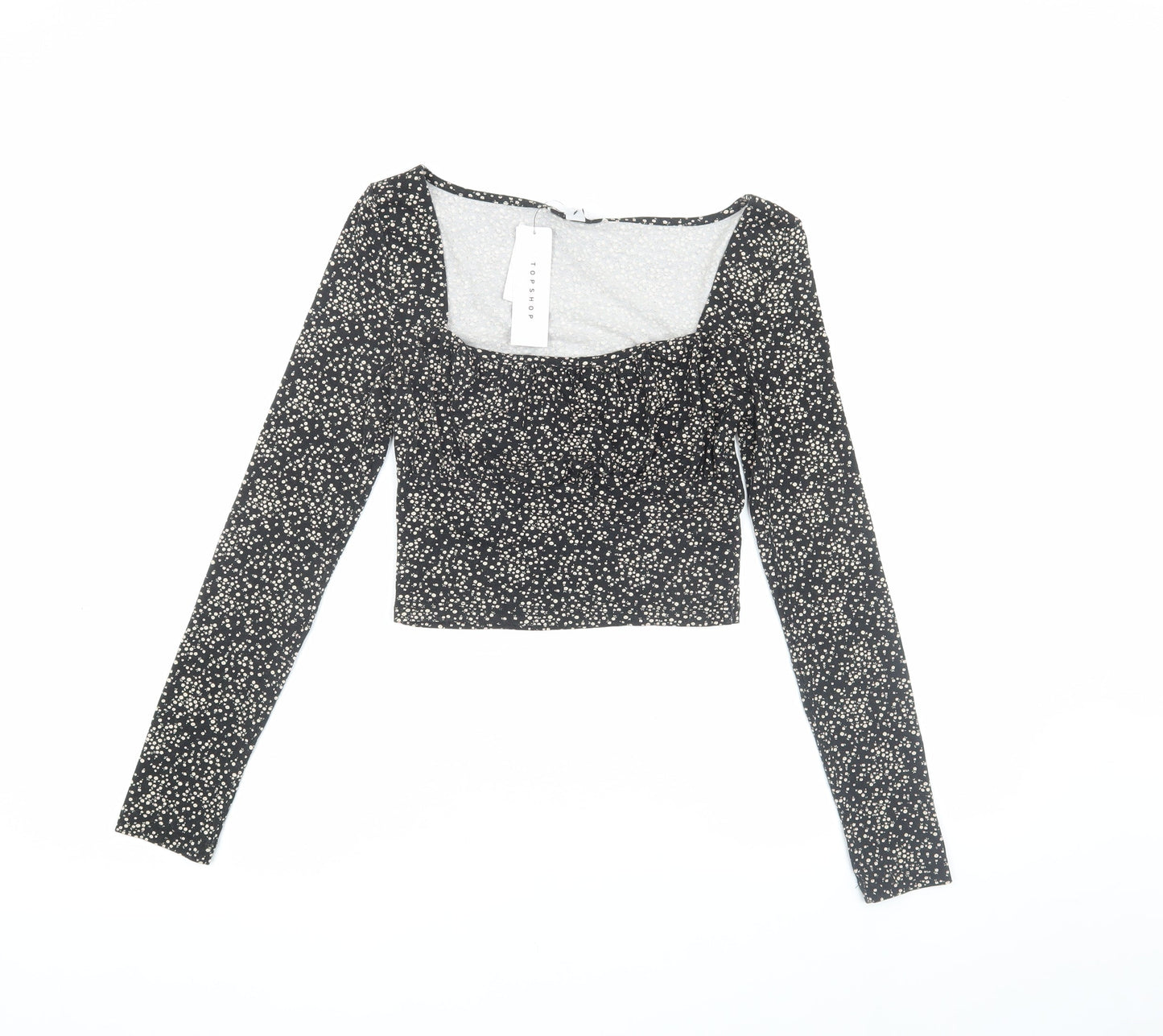 Womens UK Size 8 Topshop Black Cropped Blouse