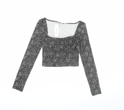 Womens UK Size 8 Topshop Black Cropped Blouse