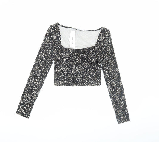 Womens UK Size 8 Topshop Black Cropped Blouse