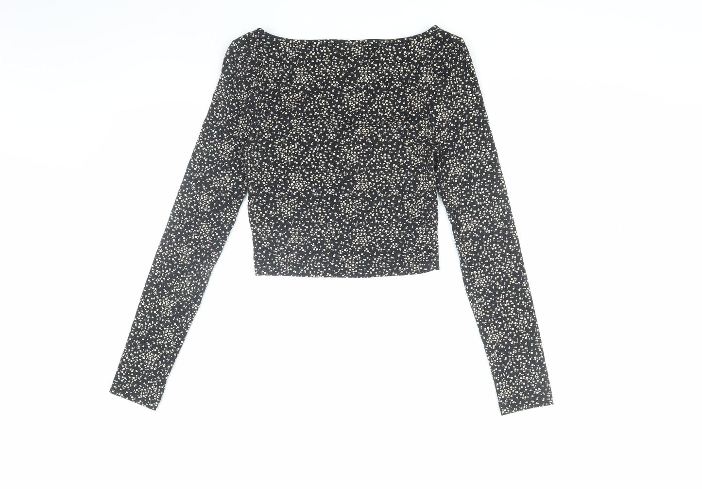 Womens UK Size 8 Topshop Black Cropped Blouse