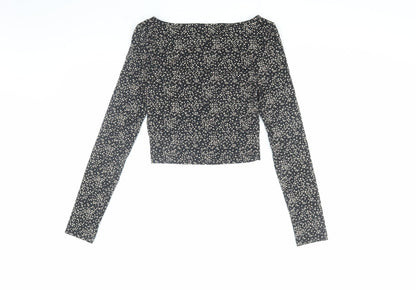 Womens UK Size 8 Topshop Black Cropped Blouse