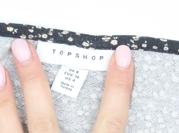 Womens UK Size 8 Topshop Black Cropped Blouse