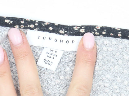 Womens UK Size 8 Topshop Black Cropped Blouse