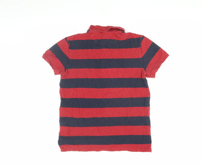 Timberland Men's Red Striped Polo Shirt M, Collared, Logo