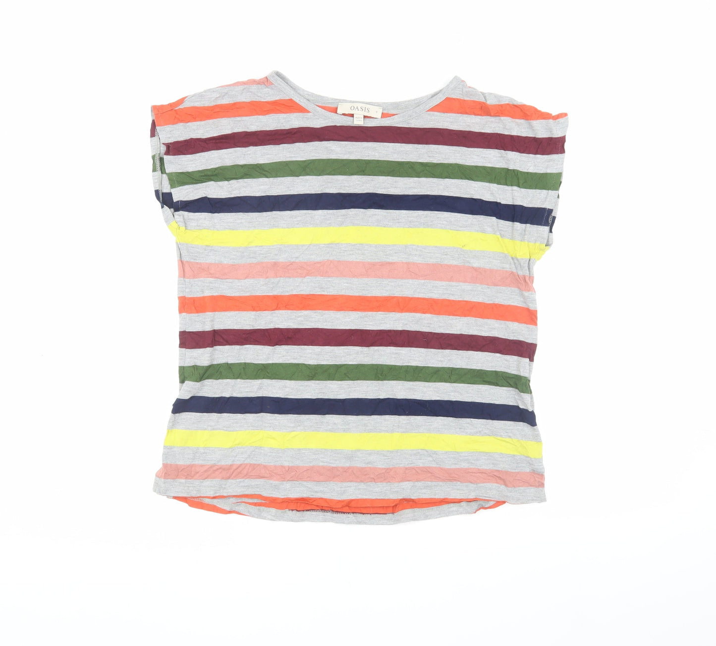 Womens UK Size S Oasis Multicoloured Basic T-Shirt
