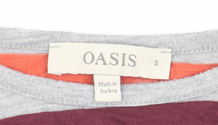 Womens UK Size S Oasis Multicoloured Basic T-Shirt