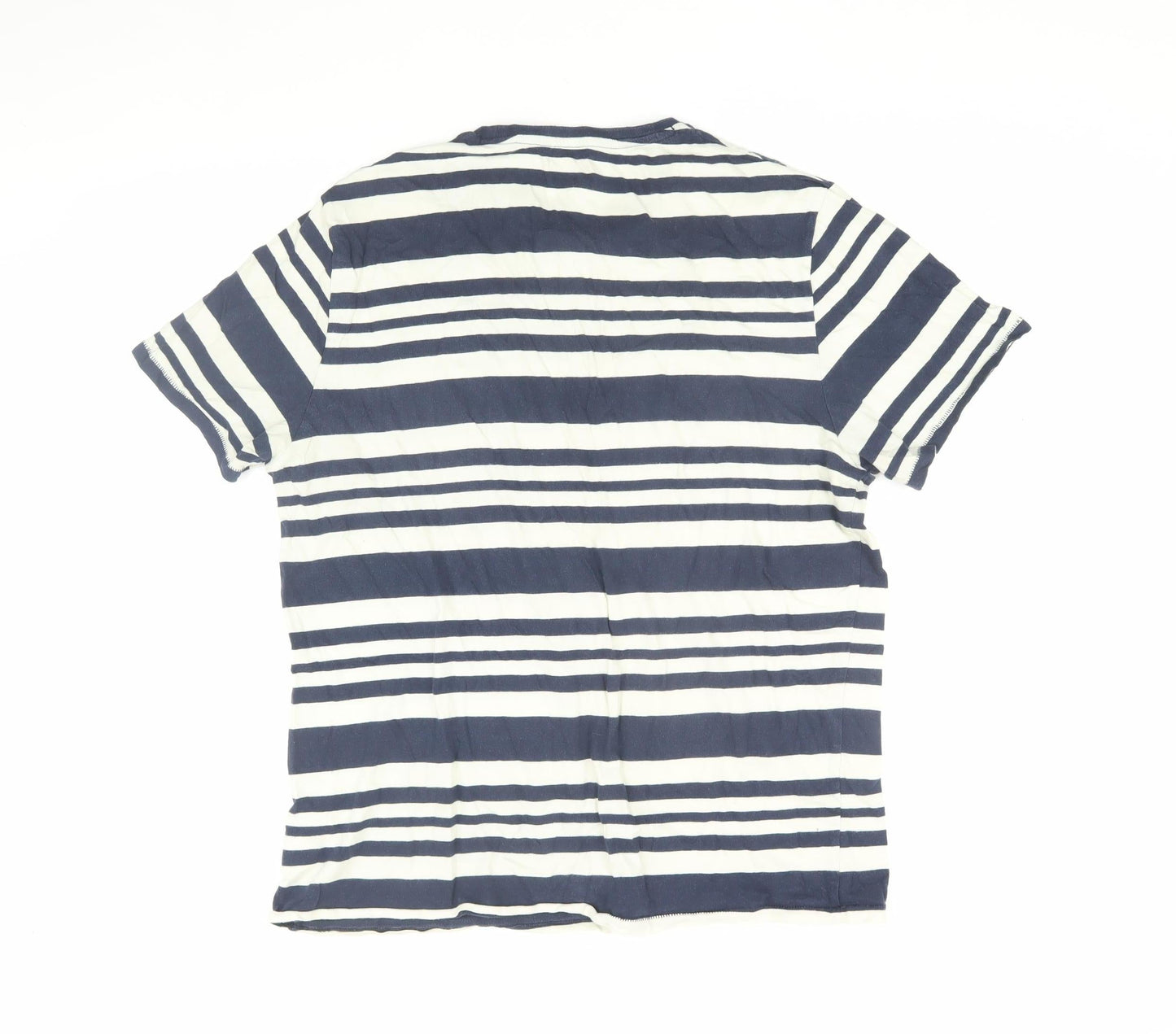 Wrangler Men's Blue Striped T-Shirt L Crew Neck