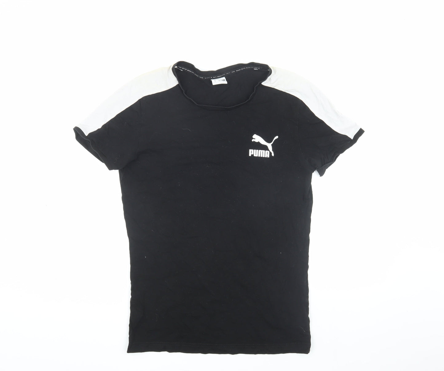 Puma Men's Black Logo T-Shirt, Size S, Short Sleeve