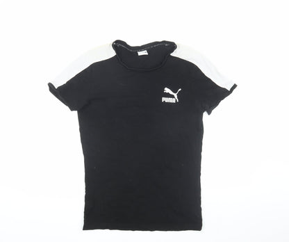Puma Men's Black Logo T-Shirt, Size S, Short Sleeve