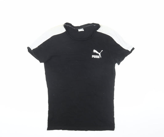 Puma Men's Black Logo T-Shirt, Size S, Short Sleeve