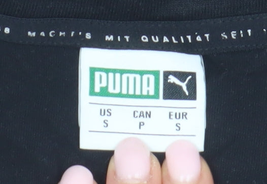 Puma Men's Black Logo T-Shirt, Size S, Short Sleeve