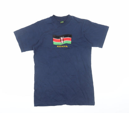 Punch Boys Blue Kenya Flag T-Shirt, Size L, Casual Graphic Design