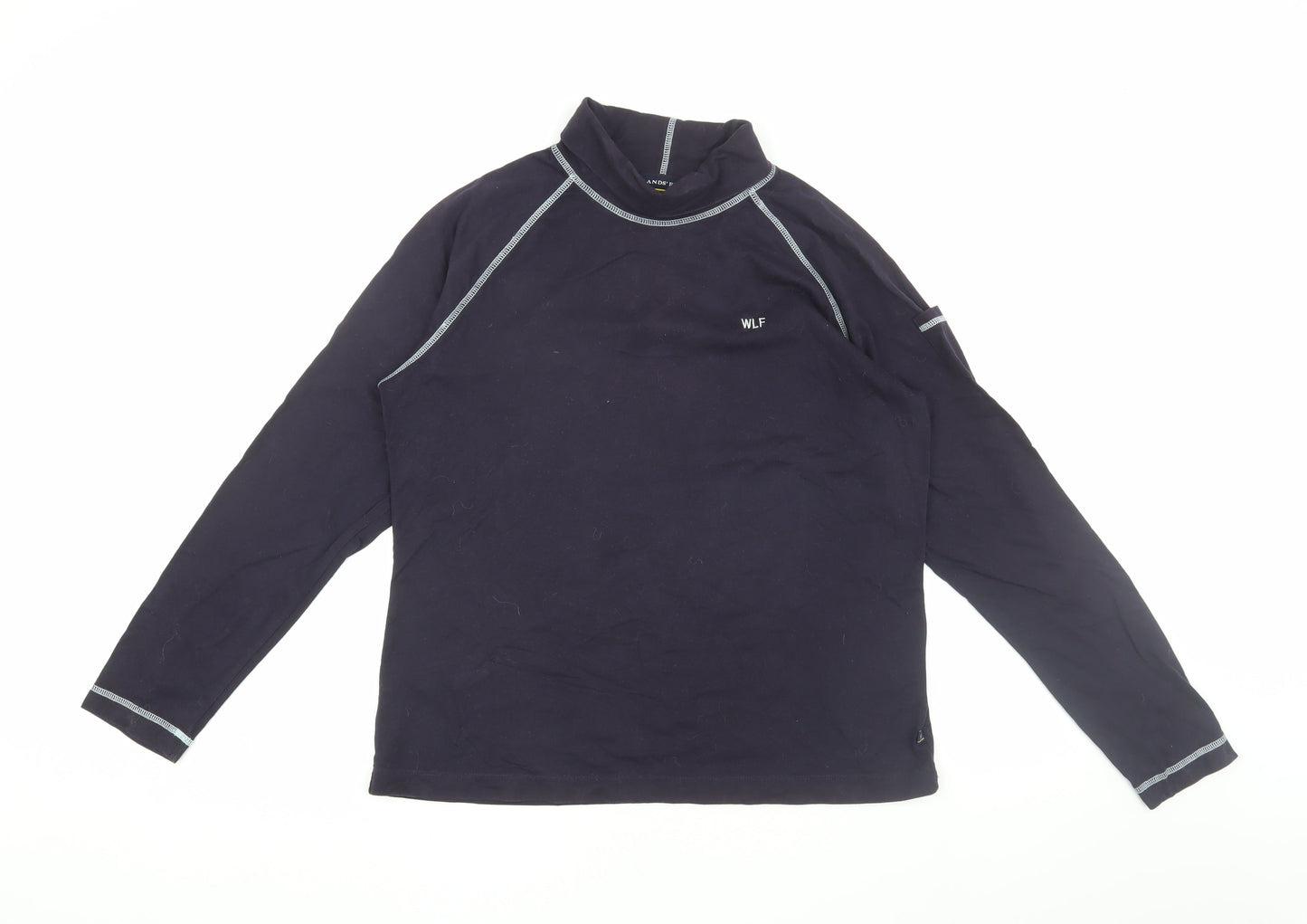 Lands' End Unisex Black Mock Neck T-Shirt M