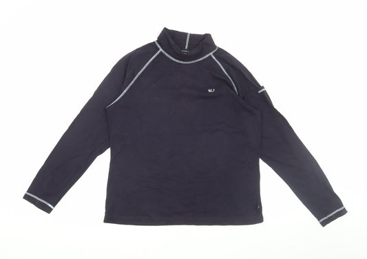 Lands' End Unisex Black Mock Neck T-Shirt M