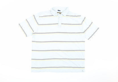 Maine New England Men's Blue Striped XL Polo Shirt