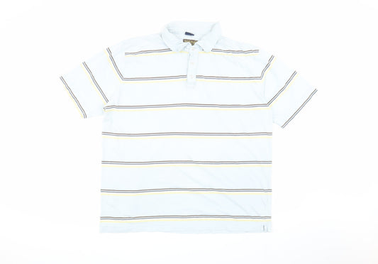 Maine New England Men's Blue Striped XL Polo Shirt