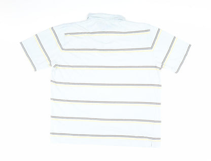 Maine New England Men's Blue Striped XL Polo Shirt