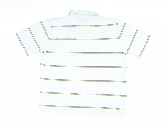 Maine New England Men's Blue Striped XL Polo Shirt