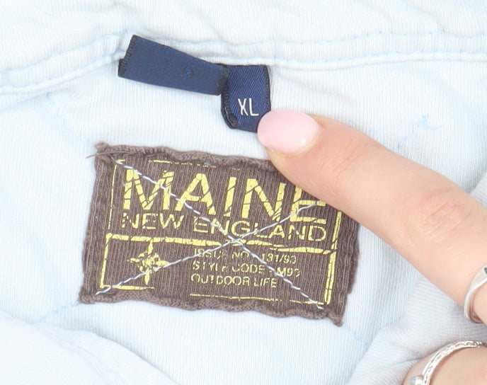 Maine New England Men's Blue Striped XL Polo Shirt