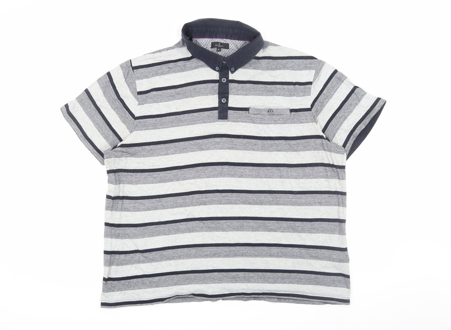 Jeff Banks Men's Grey Striped Polo XL