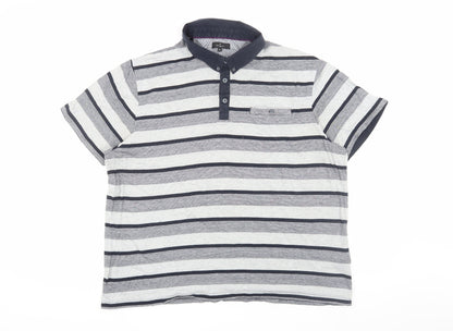 Jeff Banks Men's Grey Striped Polo XL