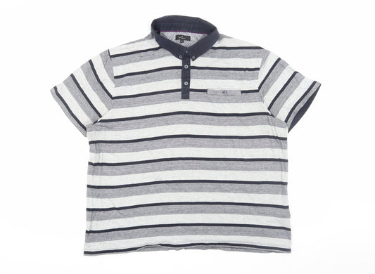 Jeff Banks Men's Grey Striped Polo XL