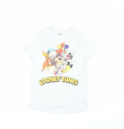 Womens UK Size 2XS Looney Tunes White Basic T-Shirt