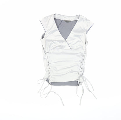 Womens UK Size 12 River Island White Wrap Blouse