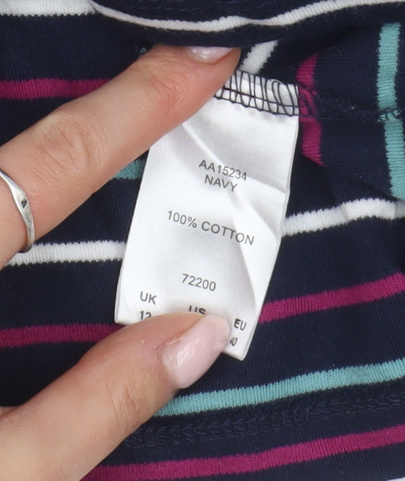 Womens UK Size 12 Cotton Traders Multicoloured Basic T-Shirt