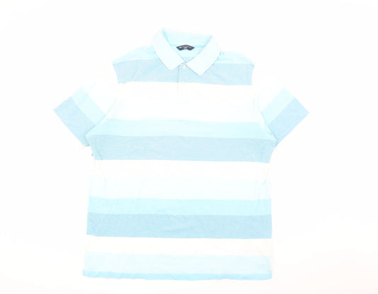 Marks and Spencer XL Men's Blue Striped Polo Shirt