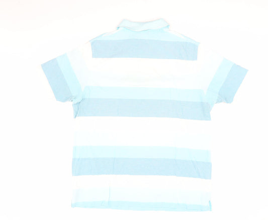 Marks and Spencer XL Men's Blue Striped Polo Shirt