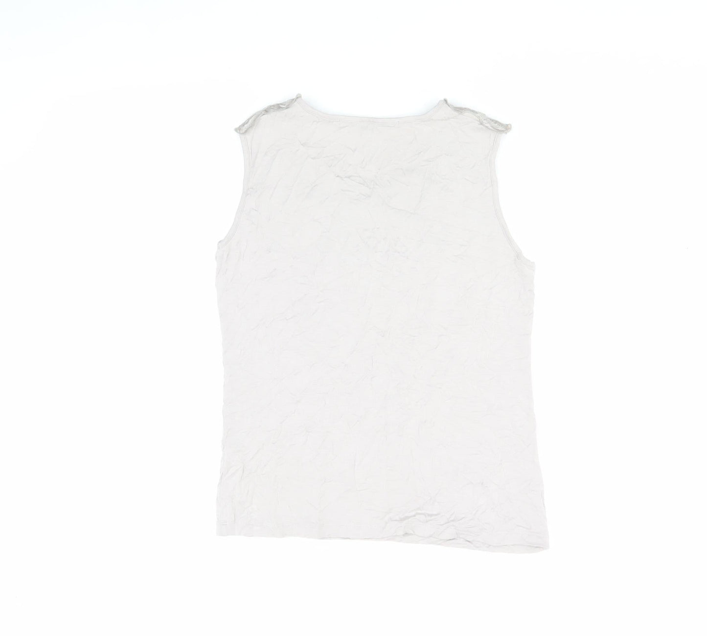 Marie Méro Women's Ivory Ruffle Blouse Size 12 Sleeveless
