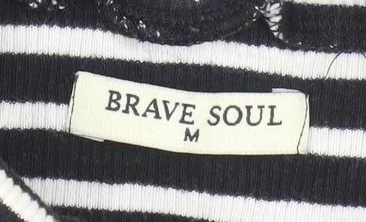 Womens UK Size M Brave Soul Black Basic T-Shirt