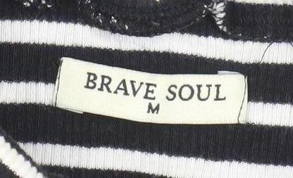 Womens UK Size M Brave Soul Black Basic T-Shirt