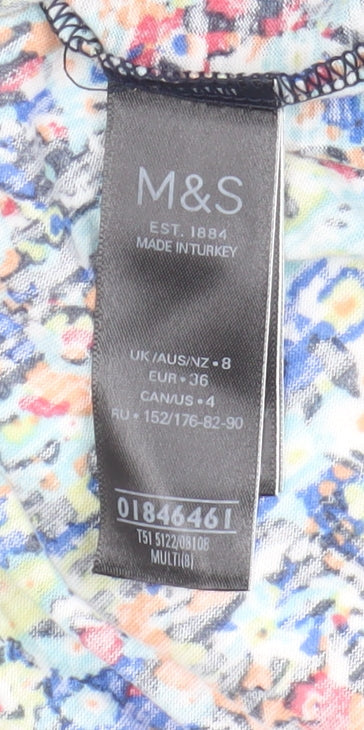 Womens UK Size 8 Marks and Spencer Multicoloured Basic T-Shirt