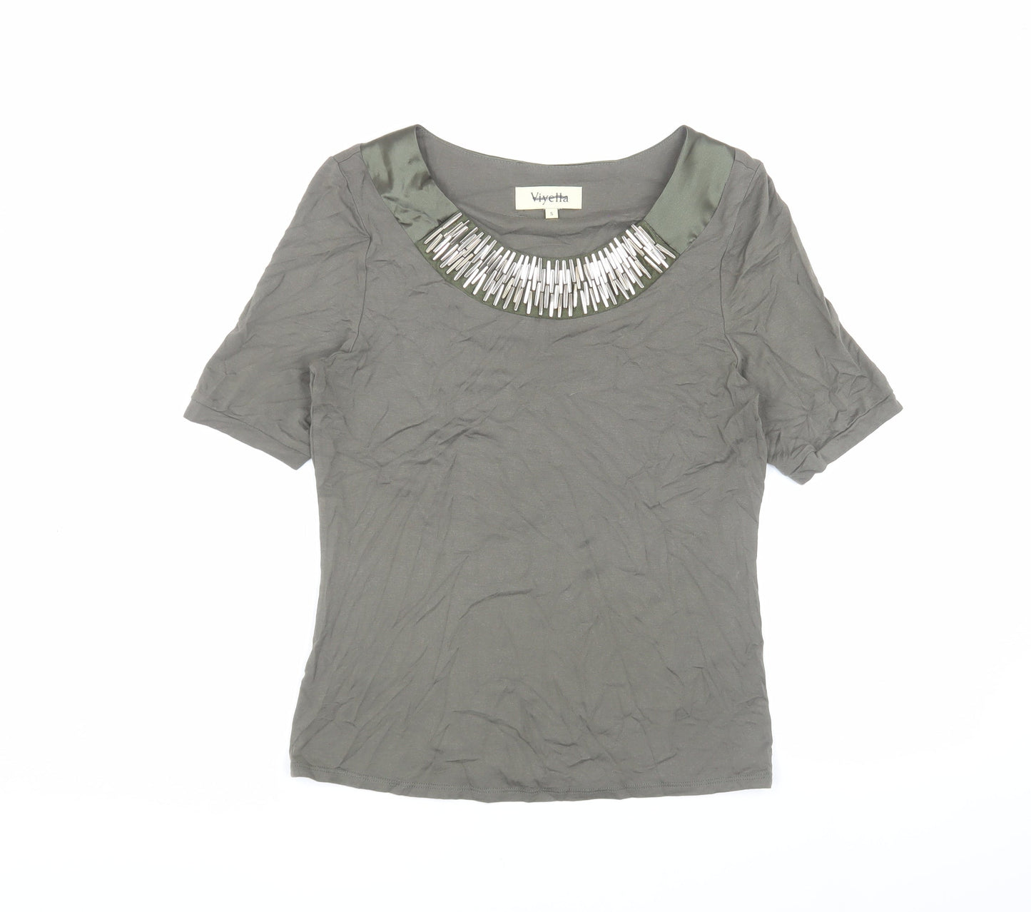 Womens UK Size S Viyella Green Basic T-Shirt