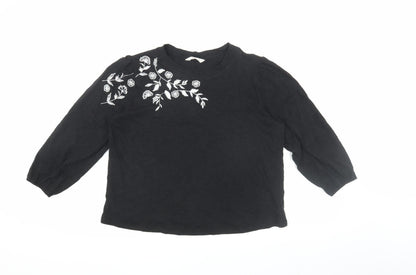 Marks and Spencer Women's Black Embroidered Blouse Size 14