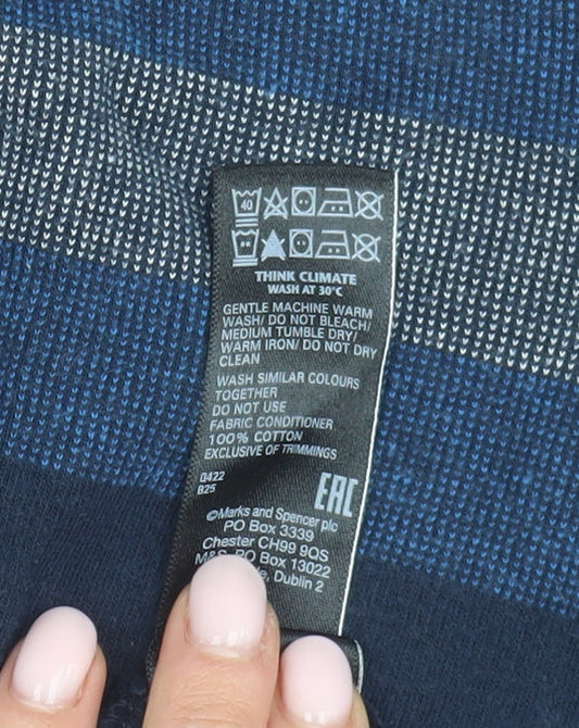 Marks and Spencer 2XL Blue Striped Polo For Men