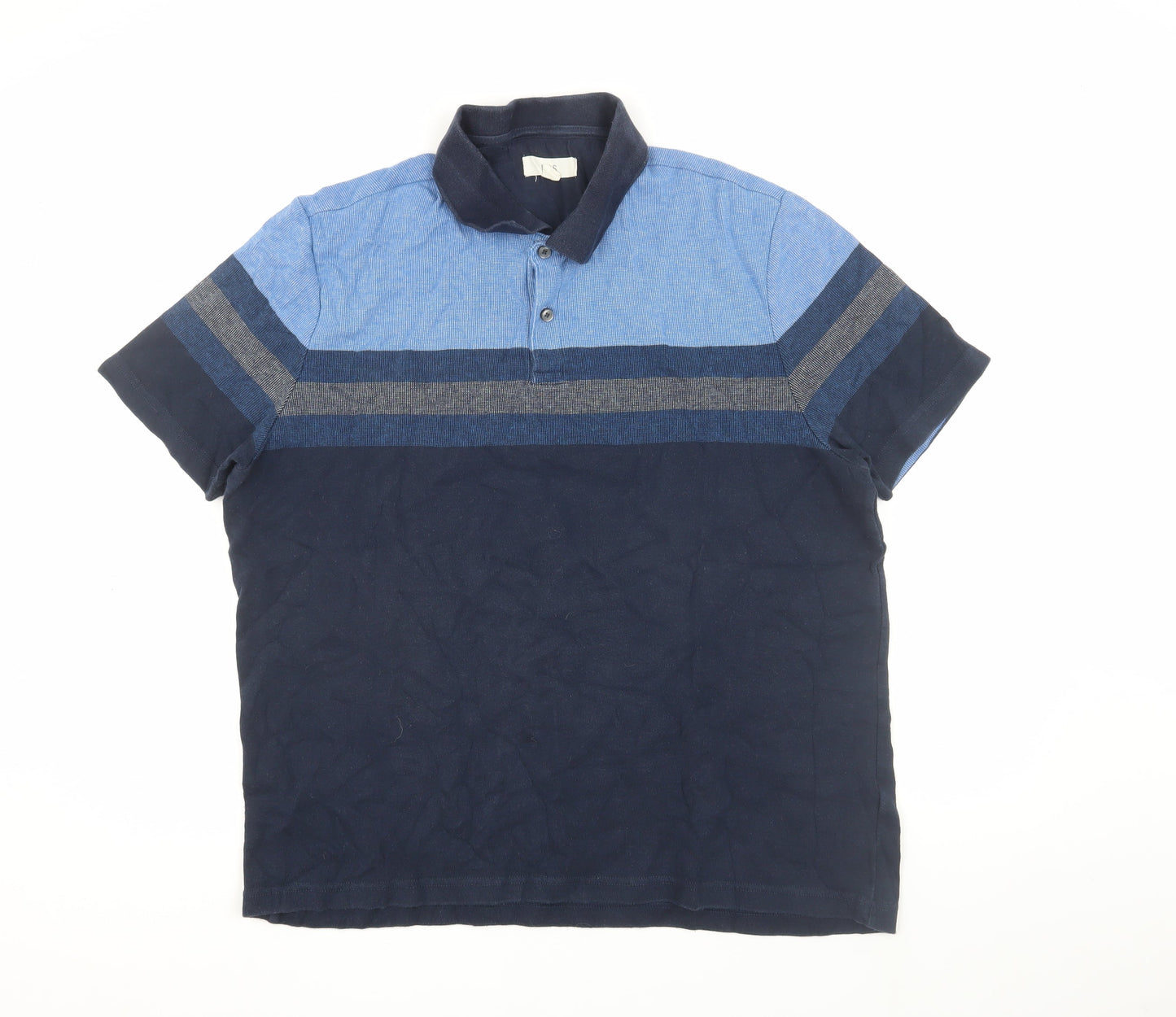 Marks and Spencer 2XL Blue Striped Polo For Men