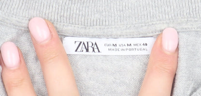 Womens UK Size 12 Zara Grey Basic T-Shirt