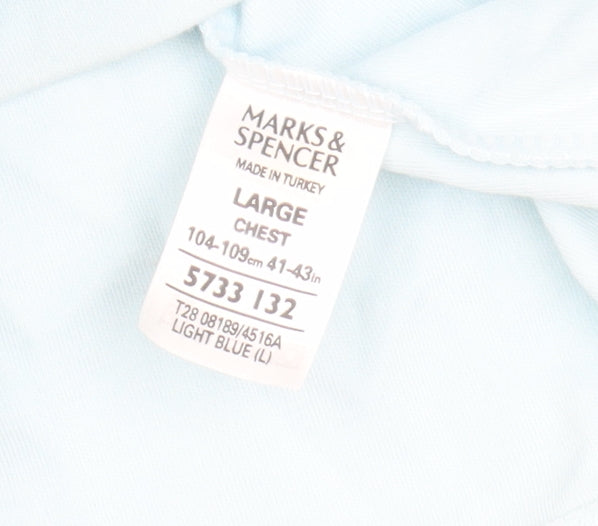 Marks and Spencer Men's Blue Cotton T-Shirt L