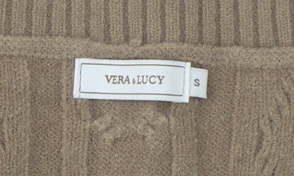 Vera Lucy Women's Beige Cable-Knit Vest Size S
