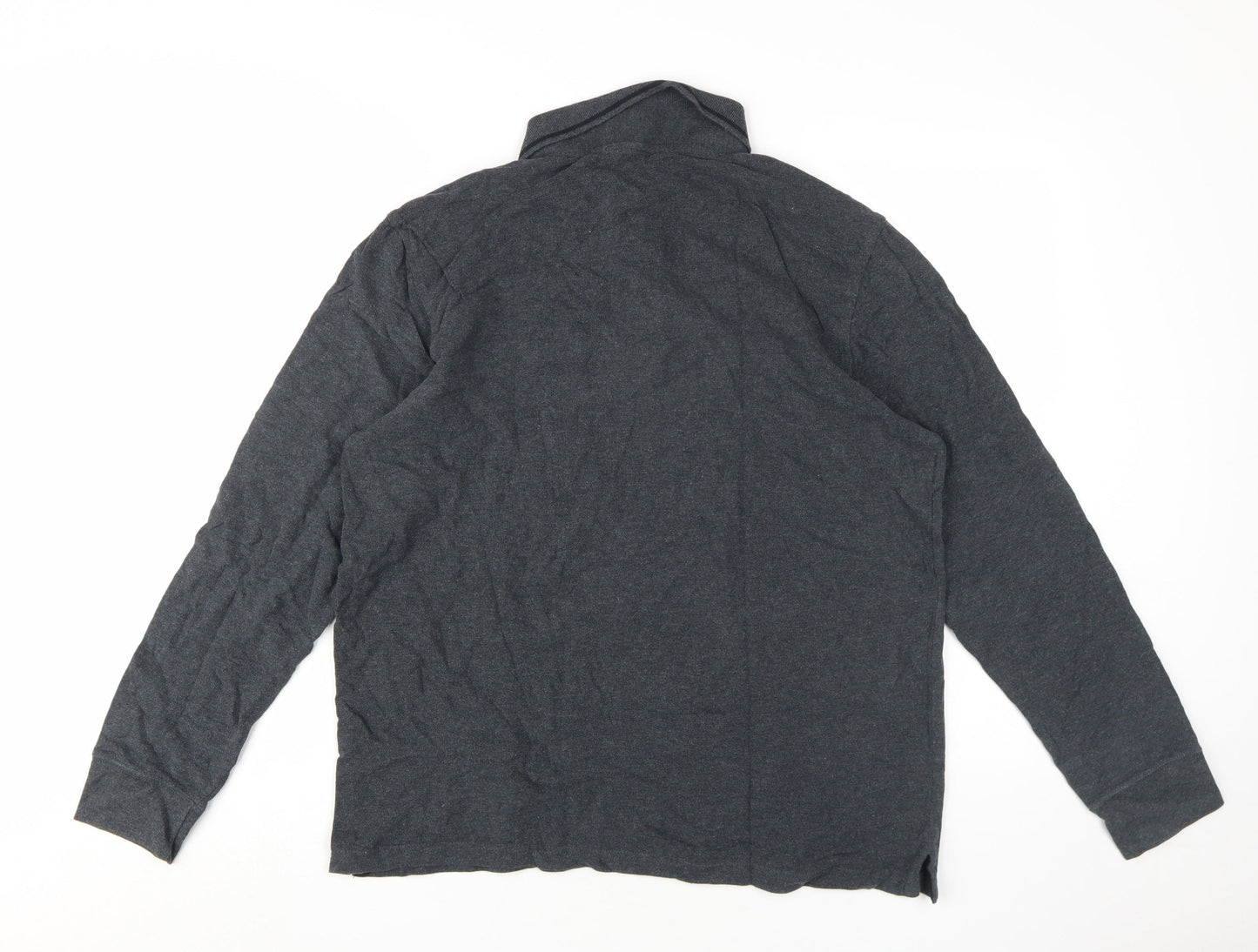 Marks and Spencer Men's Grey Long Sleeve Polo L