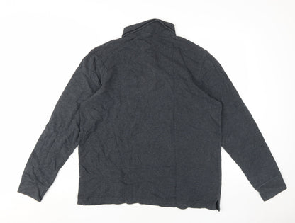 Marks and Spencer Men's Grey Long Sleeve Polo L