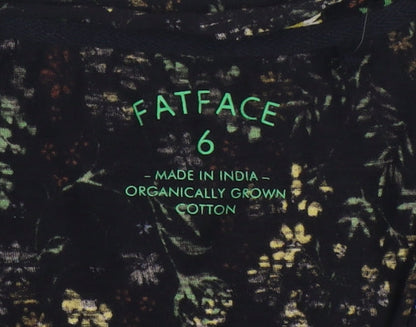 FatFace Women's Black Floral T-Shirt Size 6