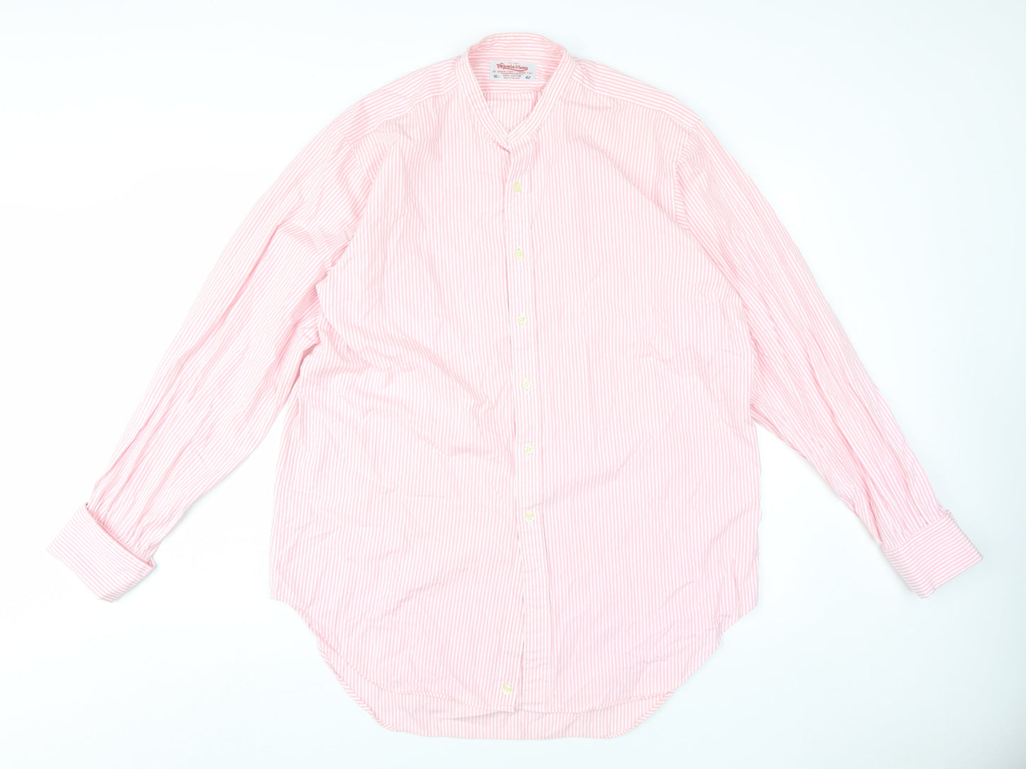 T.M.Lewin Men's Pink Striped Cotton Dress Shirt, L