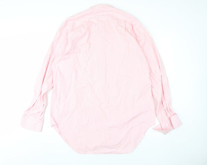 T.M.Lewin Men's Pink Striped Cotton Dress Shirt, L